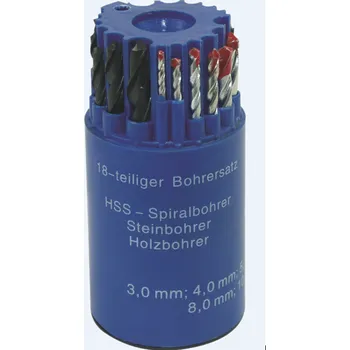 Vrták PTG Sada vrtáků v combi boxu, 18 dílů, dřevo, kov, zdivo