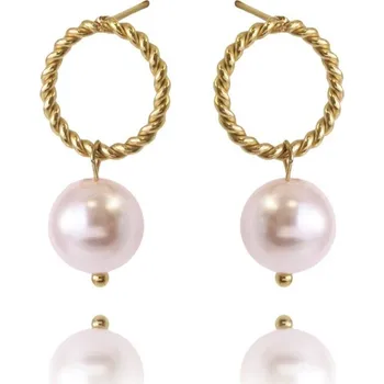 Náušnice Flamenco Mystique Elegantní Náušnice z 14karátově Pozlacené Chirurgické Oceli, Světle Zlatá, 2,4 x 1,0 cm