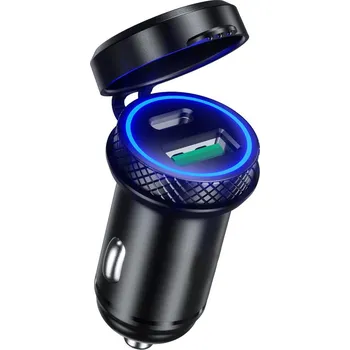 SEFIS Z6 2x USB zásuvka - autonabíječka 30W QC 3.0 USB-A a USB-C Kovová