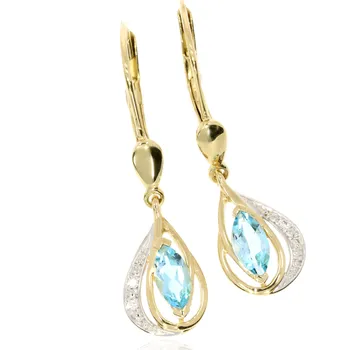 Náušnice Zlatnictví Helios Zlaté náušnice s Topazem a Diamanty