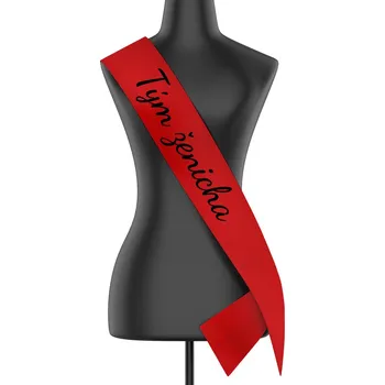 Party dekorace Šerpa Tým ženicha, Barva Červená, Velikost šířka šerpy 10,8 cm, Canvas Šerpa 2524