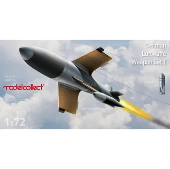 Plastikový model Modelcollect 1/72 German WWII aircraft weapon set, X-4 *10 and SC1000 *4