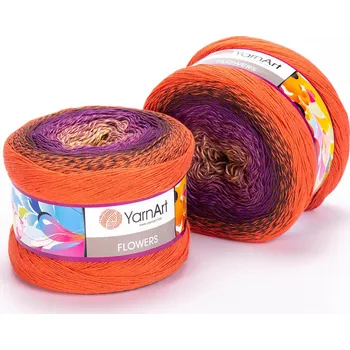 Příze Yarn Art příze Flowers 295 písková, fialová, hnědá, oranžová