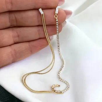 Náušnice Flamenco Mystique Elegantní a stylové náušnice ze stali chirurgické pozlacené 14 karátovým zlatem, světlé zlato, 0,8 x 14 cm