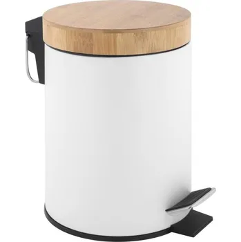 Odpadkový koš Erga Bin, odpadkový koš kulatý 3 l z nerezové oceli, bílá-hnědá, ERG-YKA-CH.BIN-WHT