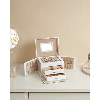 Šperkovnice Přenosná šperkovnice 17,5 x 13,5 x 12 cm | bílá