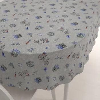 ubrus Dekorační oválný ubrus PML-097 Levandule a kola na šedém režném 50x100 cm