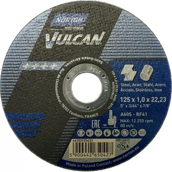 Řezný kotouč Řezný kotouč Norton Vulcan 125 x 1,0 x 22,23 mm