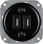 Elhard KV2032B Keramik 2xUSB zásuvka - kulatá, černá