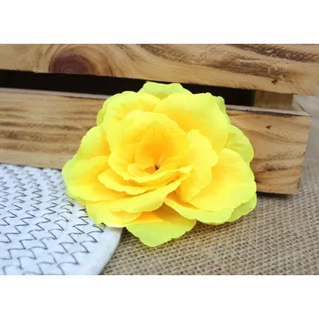 umělá květina MrHome Hlava květiny růže 10 cm - žlutá