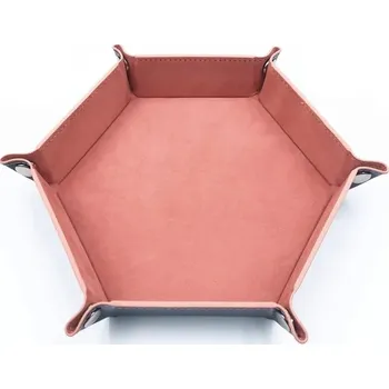 Skládací hexagonální kostkový podnos z PU kůže - Broskev