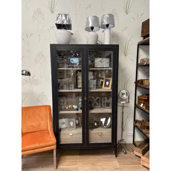 Knihovna Vitrína D889 Skladem Barva Černá antiq, interier Vieux Brosse