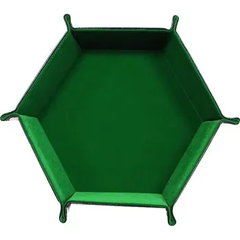 Skládací hexagonální kostkový podnos z PU kůže - Zelená