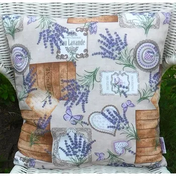 Povlak na dekorativní polštářek Povlak na polštářek LEVANDULE A DŘEVO