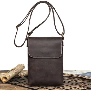 Pánská kožená crossbody kapsička Barva (Varianta): Tmavě hnědá