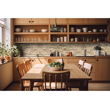 Fototapeta DIMEX | Fototapeta do kuchyně Béžové přírodní obložení KI-420-259 | 420 x 60 cm | béžová + Samolepicí fototapeta za kuchyňskou linku DIMEX Béžové přírodní obložení v šíři 420 cm