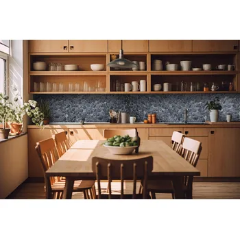 Fototapeta DIMEX | Fototapeta do kuchyně Černá kamenná zeď KI-420-252 | 420 x 60 cm | černá, šedá + Samolepicí fototapeta za kuchyňskou linku DIMEX Černá kamenná zeď v šíři 420 cm