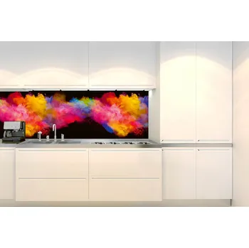 Fototapeta DIMEX | Fototapeta do kuchyně Exploze barevného prášku KI-180-288 | 180 x 60 cm | vícebarevná, černá + Samolepicí fototapeta za kuchyňskou linku DIMEX Exploze barevného prášku v šíři 180 cm