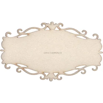 Dřevěná hračka Dřevěný výřez z překližky, OZDOBNÁ CEDULKA, 9,8x5,8cm, 1ks