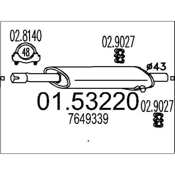 Tlumič výfuku Střední tlumič výfuku MTS 01.53220