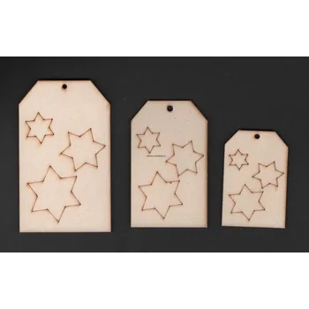 Překližka Dřevěný výřez z překližky,, CEDULKA-HVĚZDIČKY, malá, 62x40mm, 1ks