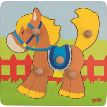 Puzzle GOKI Dřevěné puzzle Koník 5 dílků