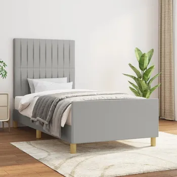 Postel vidaXL Rám postele s čelem 90x190 cm textil [3125179] Barva: světle šedá