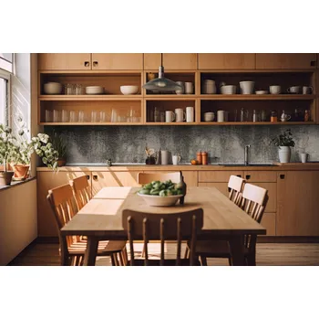 Fototapeta DIMEX | Fototapeta do kuchyně Stará popraskaná stěna KI-420-263 | 420 x 60 cm | šedá, béžová, černá + Samolepicí fototapeta za kuchyňskou linku DIMEX Stará popraskaná stěna v šíři 420 cm