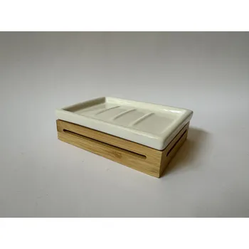 Mýdlenka MÝDLENKA KERAMIKA S BAMBUSOVÝM PODSTAVCEM