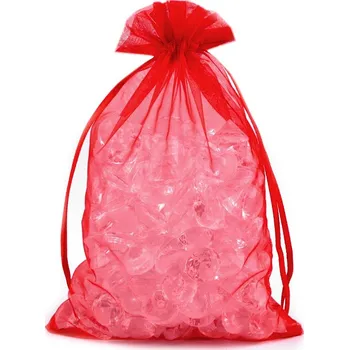 Balící papír Dárkový pytlík 14x21 cm organza - červená (100 ks)