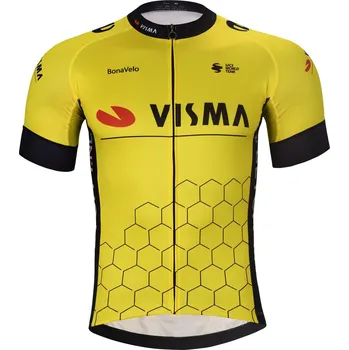 cyklistický dres BONAVELO Cyklistický dres s krátkým rukávem - VISMA 2025 - žlutá/černá