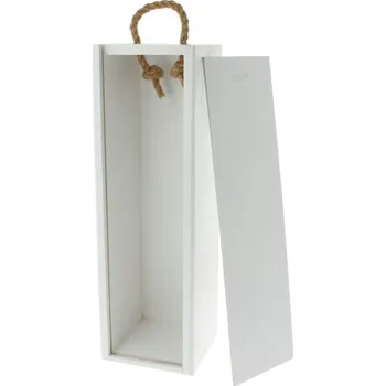 Dřevotéka - Dřevěná bedýnka na víno s úchytkou bílá Dřevěná bedýnka na víno s úchytkou bílá