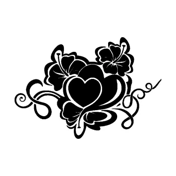 Samolepící dekorace SAMOLEPKA Květina dekor 048 pravá ibišek a srdce (01 - černá) NA AUTO, NÁLEPKA, FÓLIE, POLEP, TUNING, VLASTNÍ TEXT, TISK, AUTOSAMOLEPKY.cz, POLEPY, OBRÁZEK, LOGO, SAMOLEPKY