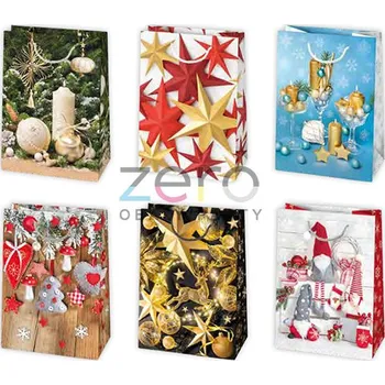 Dárková taška Taška papírová dárková 23x32x11 cm (lak) - vánoční (mix 7)