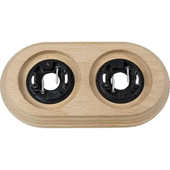 Elektrická zásuvka Elhard Keramik KN5002N 2x rámeček, světlé dřevo+redukce