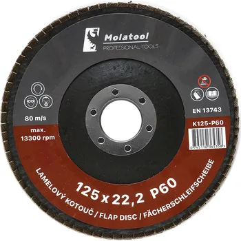 Brusný kotouč Lamelový brusný kotouč Molatool Korund 125 mm P60