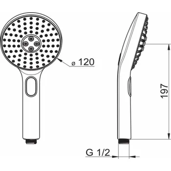 Sprchová hlavice Sprchová hlavice Oras Hydractiva 242403, šedá/chrom, 120 mm