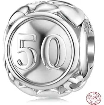 Přívěsek Charm Sterlingové stříbro 925 50 výročí, korálek na náramek výročí