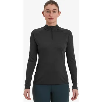 Dámské tričko MONTANE WOMEN'S DART ZIP NECK Barva: black, Velikost: UK6/EUR34/US2/XXS