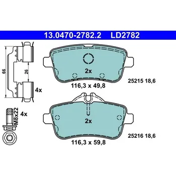 Brzdová destička Sada brzdových destiček, kotoučová brzda ATE 13.0470-2782.2