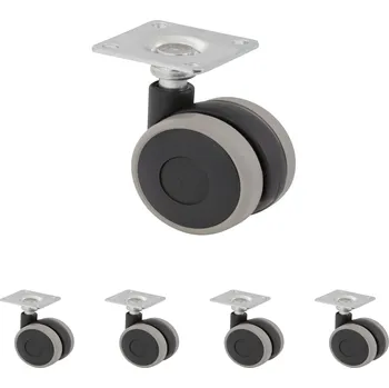 Walteco Nábytkové kolečko černo-šedé s plotnou, průměr 40 mm Množství: 5 ks