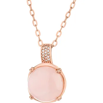 Náhrdelník Pozlacený náhrdelník z mosazi s křemenem a zirkony - AR538-2166