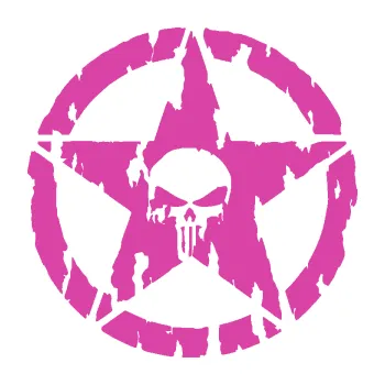 Samolepící dekorace Hvězda Army 009 Punisher potrhaná (16 - růžová) SAMOLEPKA NA AUTO, NÁLEPKA, FÓLIE, POLEP, TUNING, VLASTNÍ TEXT, TISK, AUTOSAMOLEPKY.cz, POLEPY, OBRÁZEK, LOGO, 3D STICKERS