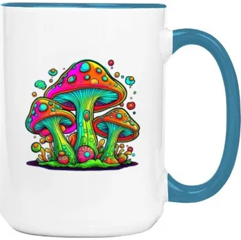 Hrnek velký barevný s potiskem Trippy houbičky na hrnku