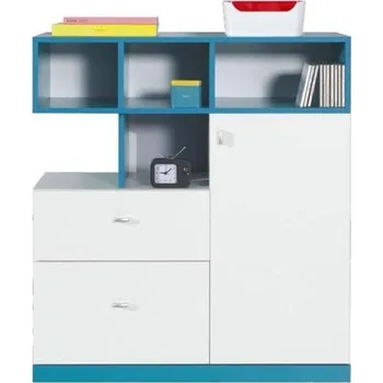 Komoda Komoda MOBI MO9 bílá lux / tyrkysová,&nbsp;90 cm