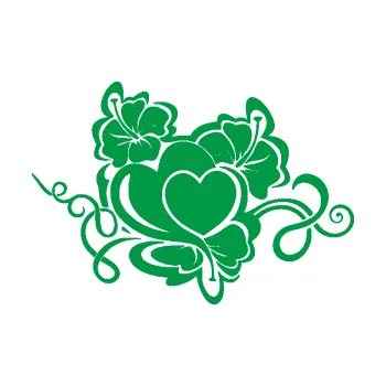 Samolepící dekorace SAMOLEPKA Květina dekor 048 levá ibišek a srdce (12 - zelená) NA AUTO, NÁLEPKA, FÓLIE, POLEP, TUNING, VLASTNÍ TEXT, TISK, AUTOSAMOLEPKY.cz, POLEPY, OBRÁZEK, LOGO, SAMOLEPKY