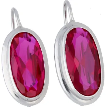 Náušnice Goldstore Zlaté náušnice s velkým oválným rubínem Váha: 4.72 g