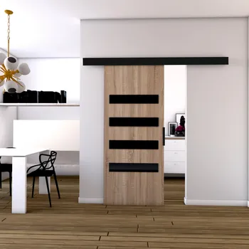 Interiérové dveře Posuvné dveře STANDART MIX F90, Sonoma/Černá