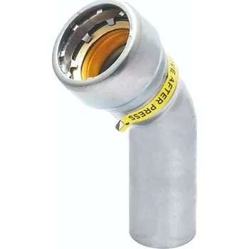 rozdělovač topení Sanha HEAVY STEEL PRESS GAS 71040 oblouk 45°, 1/2", s konci na vnitřní a vnější lisování, plyn, uhlíková ocel