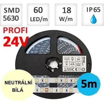 LED páska LEDLabs LED pásek 18W/m PRO 3Y 24V 60 LED/m 5630 SMD neutrální bílá IP65